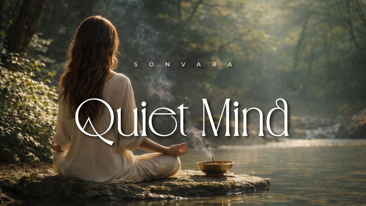 Woman meditating in nature to illustrate how to calm your mind naturally with relaxing atmosphere